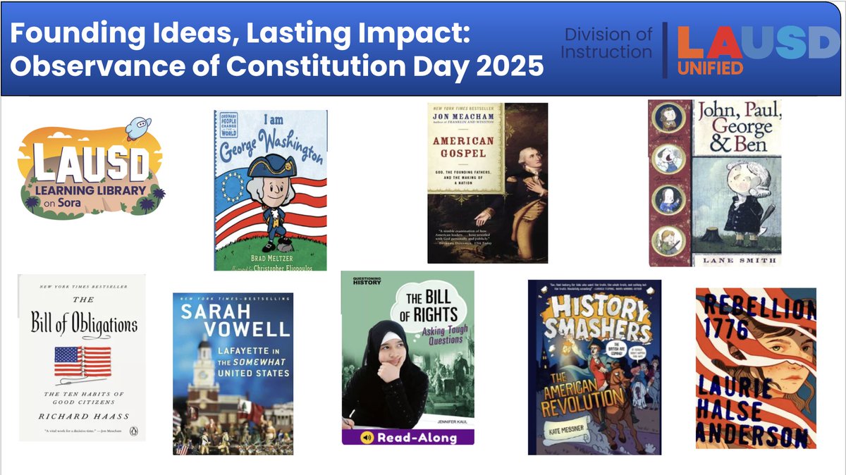 📚🇺🇸 Celebrate #Constitution Day with the power of reading from our Learning Shelf! Explore books that dive into the history, ideals, and impact of the U.S. Constitution. ✨ All book titles can be found on the <a href="/Sorareadingapp/">Sora, by OverDrive Education</a>  #readingrocks #read2lead