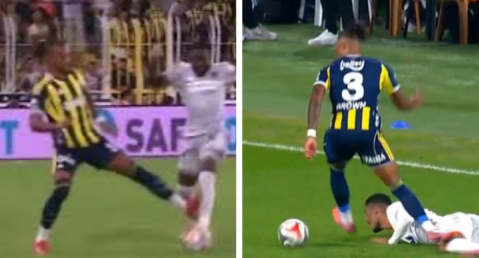 Archie Brown  bu İki pozisyonda  2 kere kırmızı kart görüp en az 4-5 maç ceza almalıyken hala sahada.‼️

Adaletiniz batsın.‼️#FBvALY