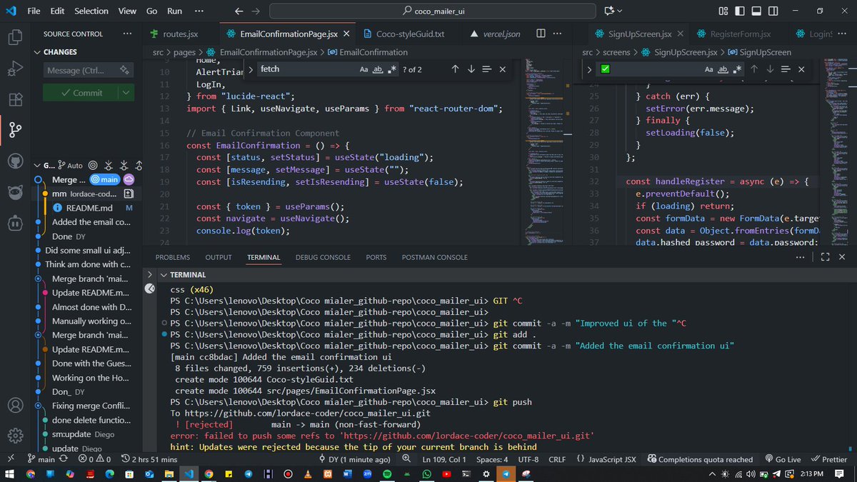 dy_coder_'s tweet image. Sup guyss 🤎
Quick update on Project COCO! 
✨ Added email verification Functionality
✨ Improved the Dashboard UI
Big shout-out to [@yellowdudecodes ] who worked on CocoMailer before I jumped in 👏
Here are some code/preview shots Check out CocoMailer 👉 coco-mailer.vercel.app