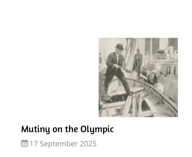 My PRONI lecture this year discussed ‘Mutiny on the Olympic’. markchirnside.co.uk/mutiny-on-the-…