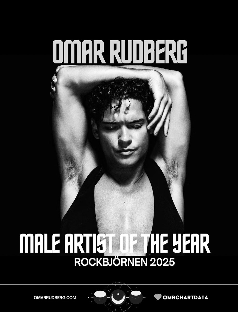 OMRchartdata's tweet image. Congratulations to @OmarRudberg for winning Årets Manliga Artist - Male Artist of the Year at Rockbjörnen 2025! 🖤