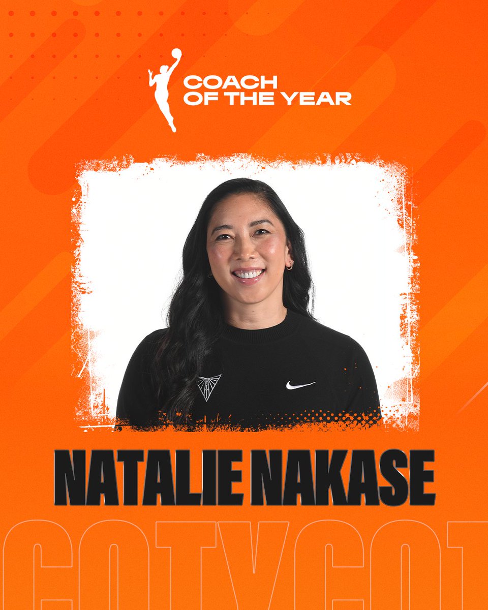 WNBAComms's tweet image. Golden State Valkyries head coach Natalie Nakase is the 2025 State Street Investment Management SPY WNBA Coach of the Year!