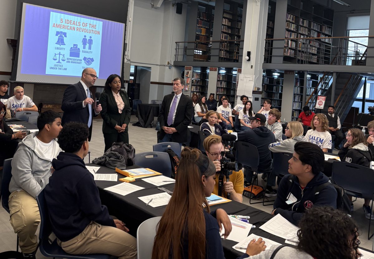 NewJerseyDOE's tweet photo. We're thrilled to join @LtGovWay, @KenBurns, and @OfficialNJHC in kicking off Constitution Day with NJ students. A great opportunity for our young historians! #RevolutionNJ https://t.co/pBHdN5K3o4