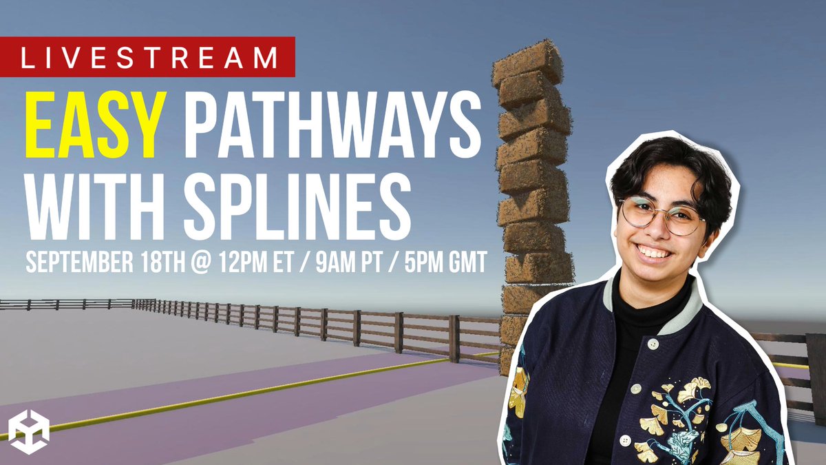 unitygames's tweet image. Creating pathways is easier than you think. 🛠️
Join our FREE pro training session and learn how to master Splines in Unity.
📅 Sept 18 | ⏰ 12pm ET / 9am PT / 5pm GMT
▶️ on.unity.com/splines
#LiveWithUnity #gamedev #Unity6