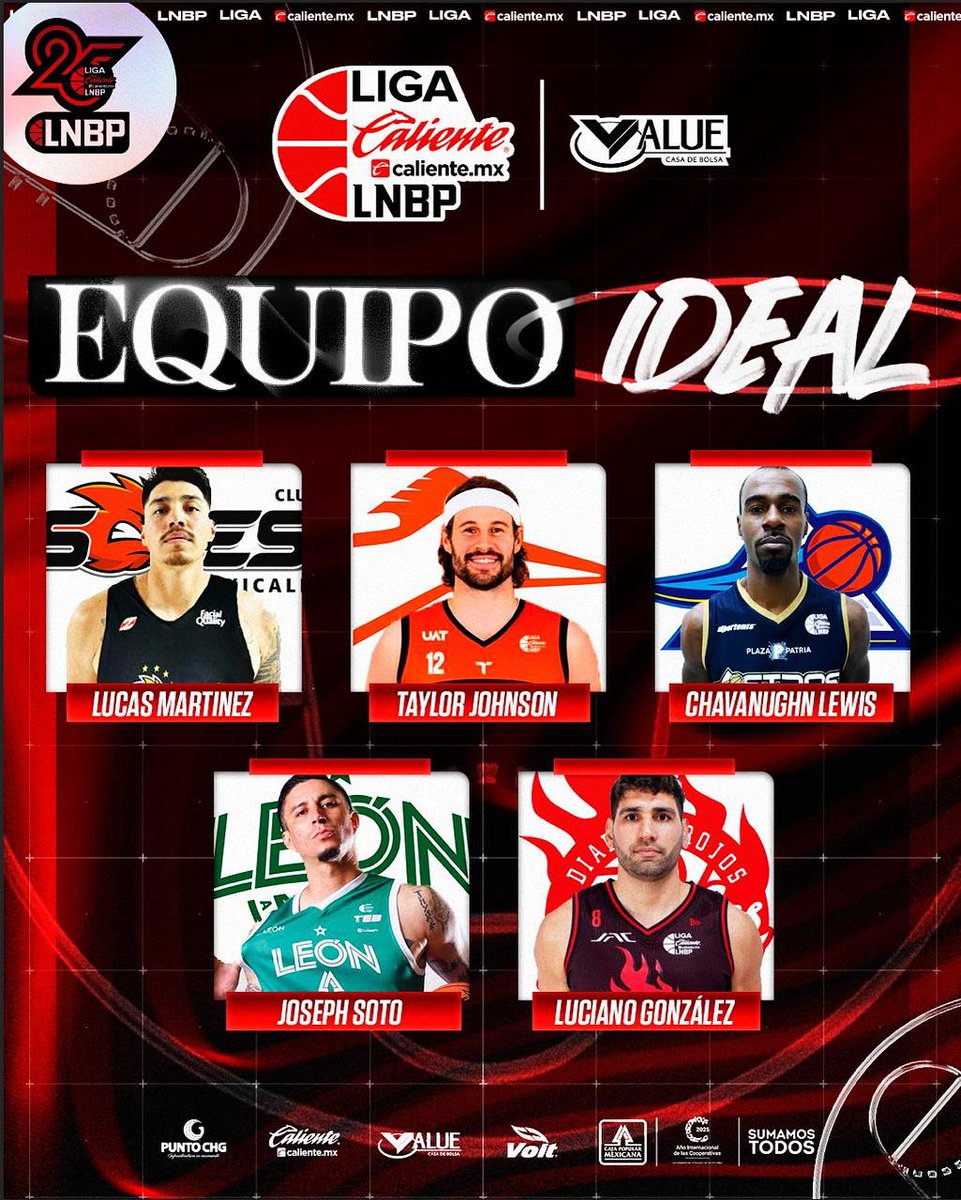 LNBPoficial's tweet image. EQUIPO IDEAL DE LA SERIE 

Liga Caliente.mx LNBP 🔥🏀
#MarcandoLaDiferencia  #Temporada2025

 @calientesports @puntochg @valuegf @CajaMexicana  @voit_mx