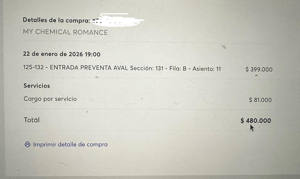CaritoGuerraq's tweet photo. Vendo boleto de MCR Colombia en graderías. Lo dejo más barato. Voy a otra localidad y me sobra esa. https://t.co/8UMpJHDr8Y