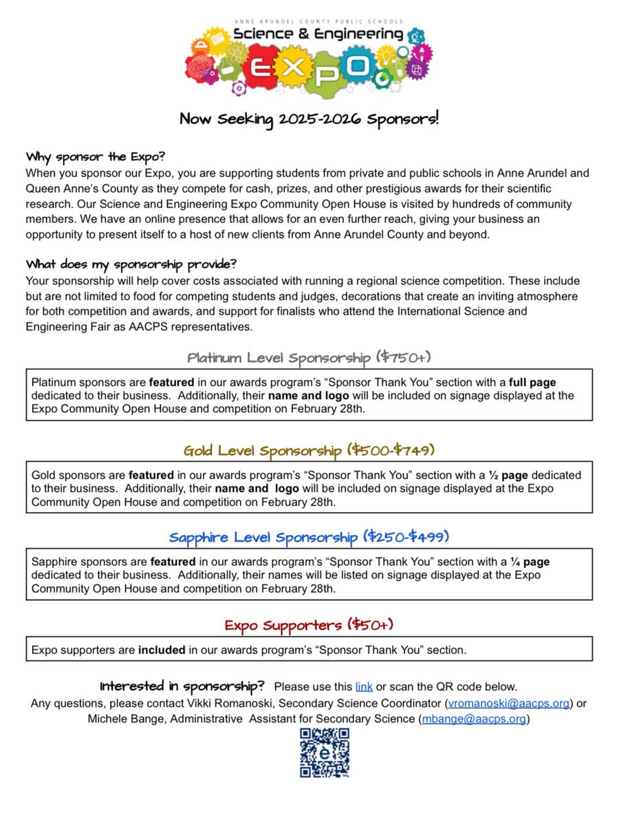 Spread the word: We are looking for amazing corporate sponsors for our 2026 Regional Science and Engineering Expo 🧬🔬⚗️ Join us in making an impact in the next generation of change makers!