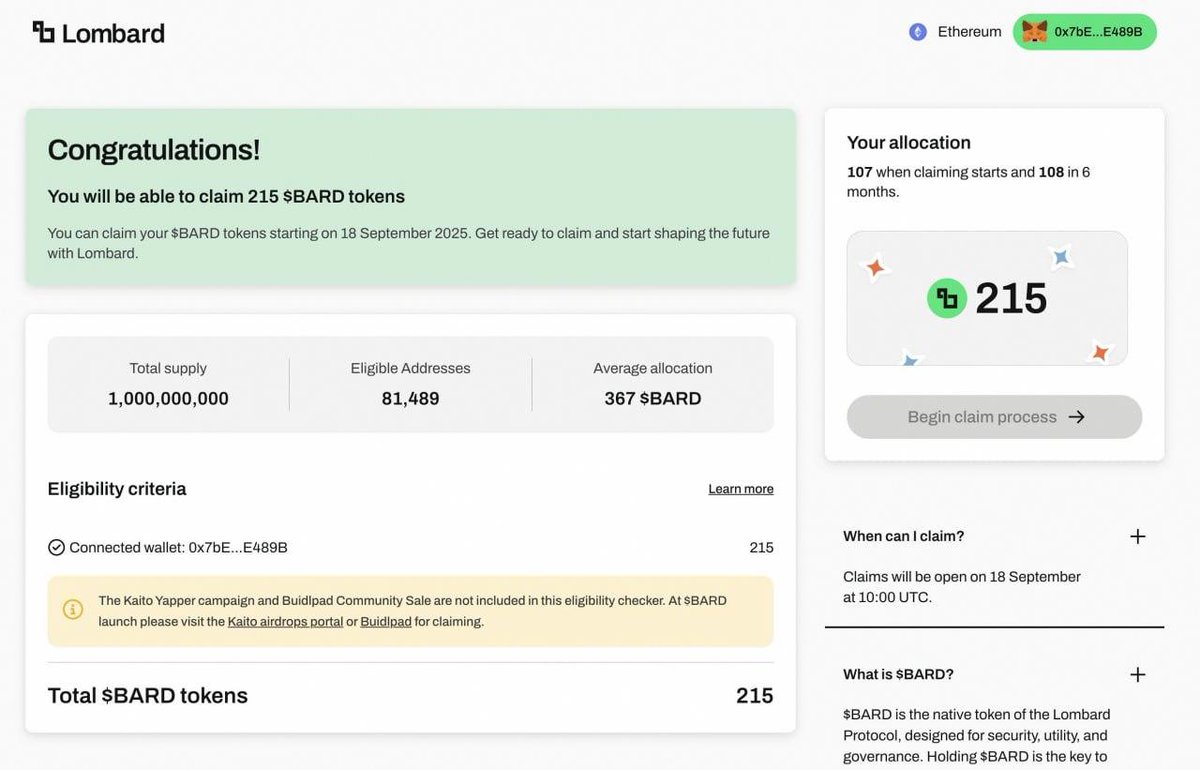 👀 Everyone right now: “Did I get $BARD?”
The airdrop checker is LIVE.

Find out here: 🔗 claim.lombardfinance.today

Spoiler: gas fees cheaper than regrets 😂

#BARD #CryptoMeme #Bitcoin #AirdropLif