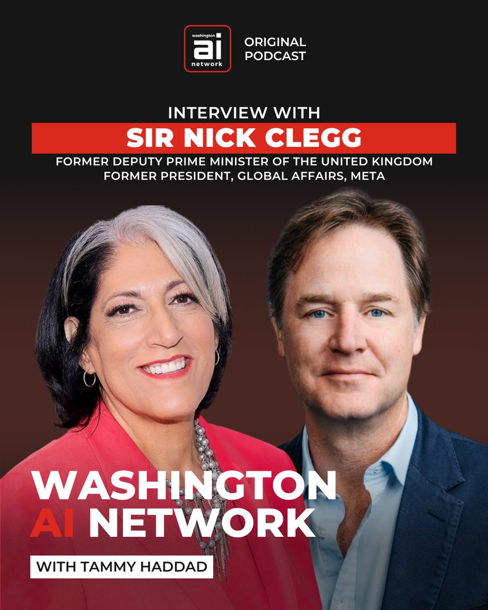 WashingtonAINet's tweet image. 🎙 NEW: Former UK Deputy Prime Minister and Meta executive Sir @NickClegg joins us to talk about the future of AI, tech power, and geopolitics — and his brand-new book, “How to Save the Internet.”

Listen to the full interview with host @haddadmedia: youtu.be/HlUu7OUwMso