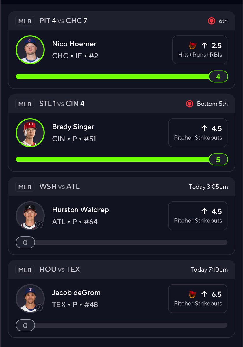 SlimProps's tweet image. Nico Hoerner ✅ Brady Singer ✅

We move to Waldrep @ 3 👀

2 down, 2 more #Props

Show love if sweating w me 😅🫶🏼