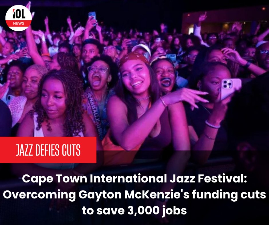 IOL's tweet photo. Cape Town International Jazz Festival fights back after Gayton McKenzie's funding axe 3,000 jobs saved, culture preserved.
#JazzResists #CapeTownJazz #ArtsMatter #GaytonCuts #SaveTheFestival #CreativeEconomy
Read on https://t.co/OAUheD0sUm https://t.co/JlFGBv6ZMb