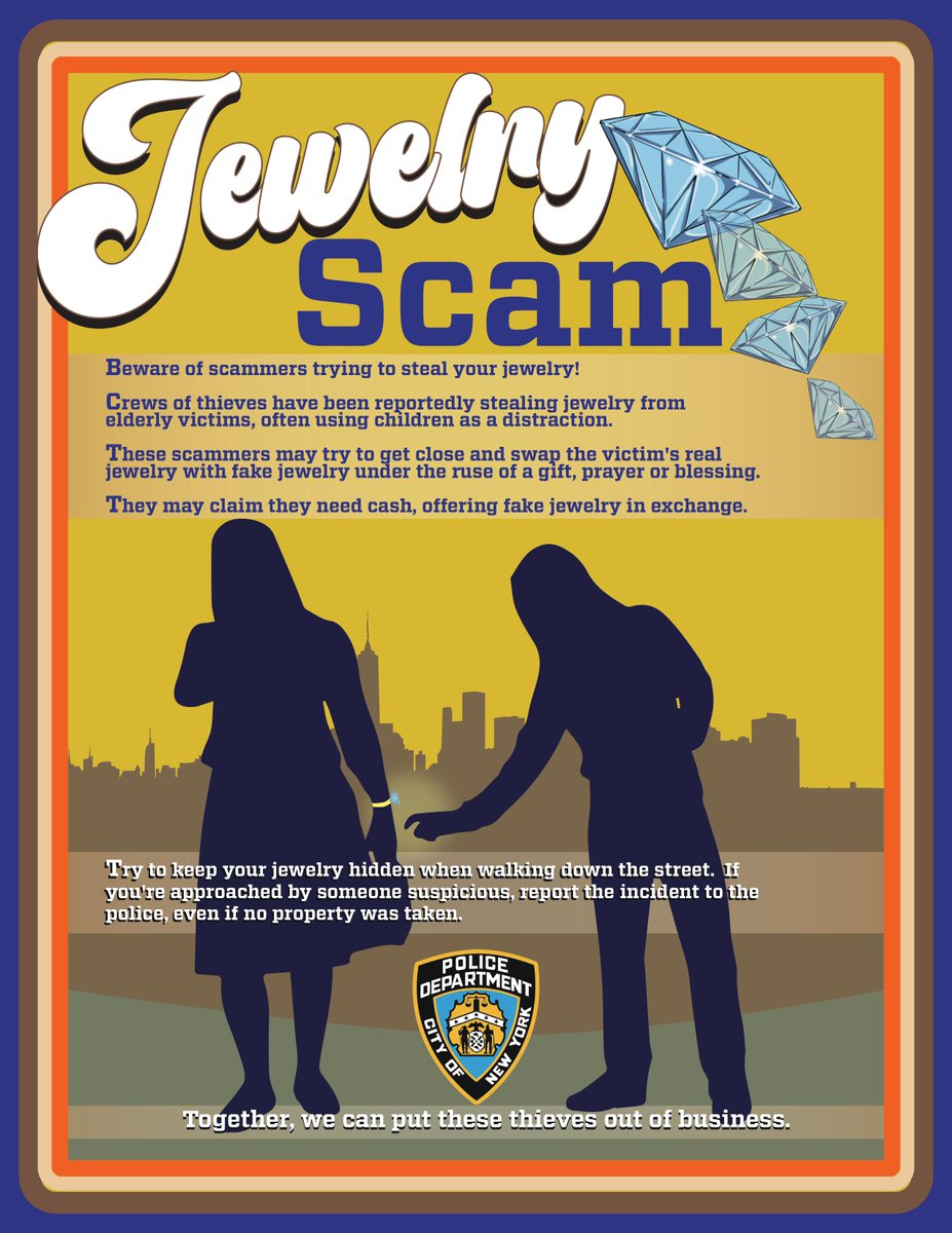 Protect yourself and your valuables!  Follow these simple tips to protect yourself from jewelry scams and please spread the word! #BeSafe