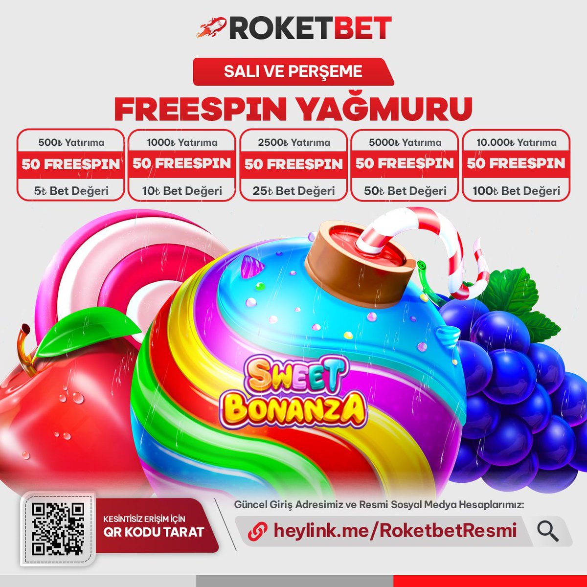 💸 Özel Günler, Özel Bonuslar  Roketbet

📆 Salı ve Perşembe Günleri Yatırımını Yap

👉Güncel Giriş Adresi - kslnk.com/roketresmi

🍭 Sweet Bonanza'da Geçerli ;

👱‍♀️ Freespin Yağmurunun Tadını Çıkar
#roketbet #denemebonusu