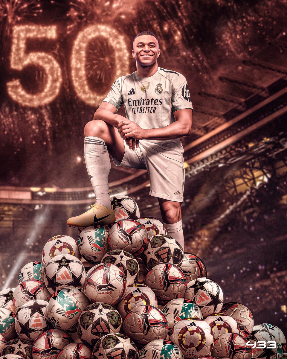 Kylian Mbappe scores 50 goals for Real Madrid ⚡⚽

Work for <a href="/433/">433</a>