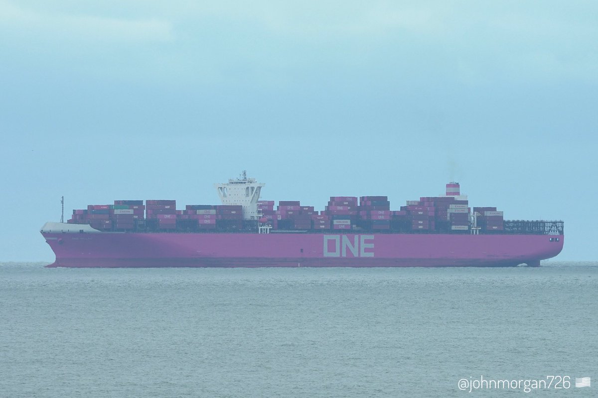 johnmorgan726's tweet photo. #FoundONE #MagentaNotPink the #ONEMillau , IMO:9706736 @OceanNetworkExp Millau Bridge-class #ContainerShip en route to Norfolk, Virginia @ONENorthAmerica flying the flag of Panama 🇵🇦. #AsONEWeCan #ShipsInPics https://t.co/wRtxeye5kO