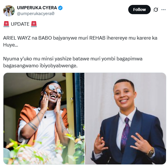 sheilakamuzinzi's tweet photo. #Rwox Artists #Ariel Ways and #Babo were sent to rehab, but designer #Moses, accused of the same drug use,has been hidden for 147 days despite a “30-day detention.”
No one’s fooled. This isn’t about drugs, it’s payback for speaking out against Kagame’s regime.
#FreeMoses #TI❤️ https://t.co/pwripqf12m