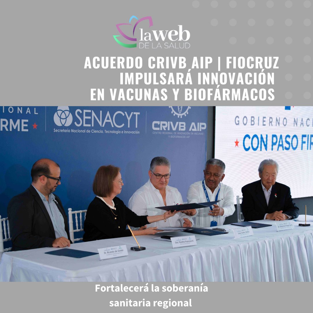 El <a href="/crivbaip/">Centro de Innovación en Vacunas y Biofármacos AIP</a>  y <a href="/fiocruz/">Fiocruz</a> de Brasil firman acuerdo para impulsar la innovación en vacunas y biofármacos en la región
<a href="/senacyt/">Senacyt Panamá</a> <a href="/EOrtegaBarria/">Eduardo Ortega-Barria</a> <a href="/JeanCarrPaul/">Jean-Paul Carrera</a> <a href="/AbregoLeyda/">Leyda Abrego</a> <a href="/presidenciapma/">Presidencia de la República de Panamá</a> <a href="/CancilleriaPma/">Cancillería de Panamá</a> 
lawebdelasalud.com/el-crivb-aip-y…