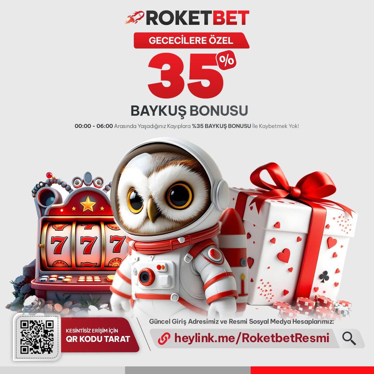 🦉 Gece Kuşlarına Özel ; 

✅ %35 Baykuş Bonusla Gözler Zirveye Kanatlar Kazanca Roketbet

👉Güncel Giriş Adresi - kslnk.com/roketresmi

🦉 00:00-06:00 Saatleri Arasında Aktiftir
#roketbet #denemebonusu