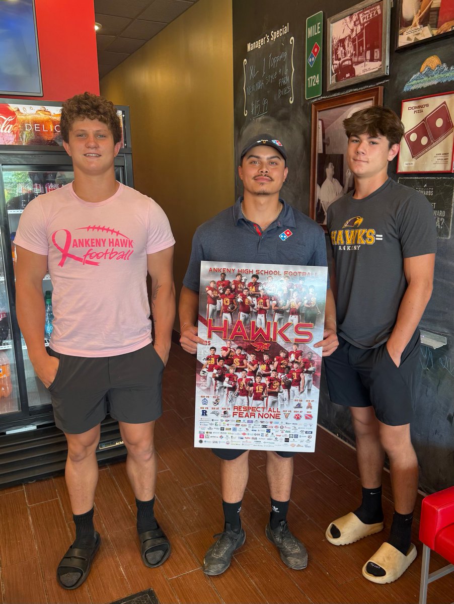 AnkenyHawkFB's tweet photo. We would like to thank Domino's for their continued sponsorship this 2025 season. We appreciate your years of support.
#supportthosethatsupportus https://t.co/0ATOCOlWrE