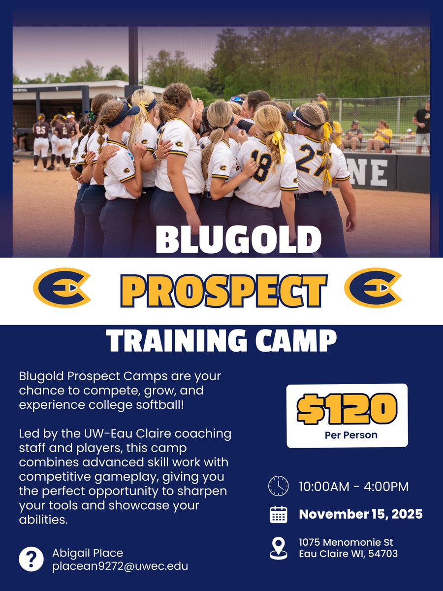 Blugold Prospect Training Camp!

Join us at UW-Eau Claire for an unforgettable day of elite skill development and competitive gameplay with our coaching staff and players! 

Note: lunch WILL be provided

blugolds.com/sports/2024/8/…