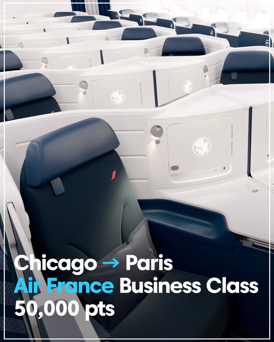 50,000 pts Air France Business Class from Los Angeles to Paris on 12/6/2025 Redeem via Flying Blue

50,000 pts Air France Business Class from New York to Paris on 3/2/2026 Redeem via Flying Blue

50,000 pts Air France Business Class from Chicago to Paris on 11/11/2025 Redeem via