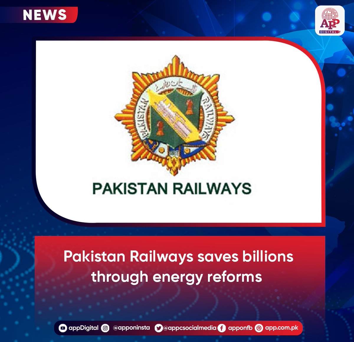 appcsocialmedia's tweet image. Pakistan Railways has recorded impressive savings—amounting to billions of rupees in electricity costs over the past eight months—thanks to initiatives such as solarisation, meterization, and strict measures to curb electricity pilferage.
#PakistanRailways #savings #EnergyReform