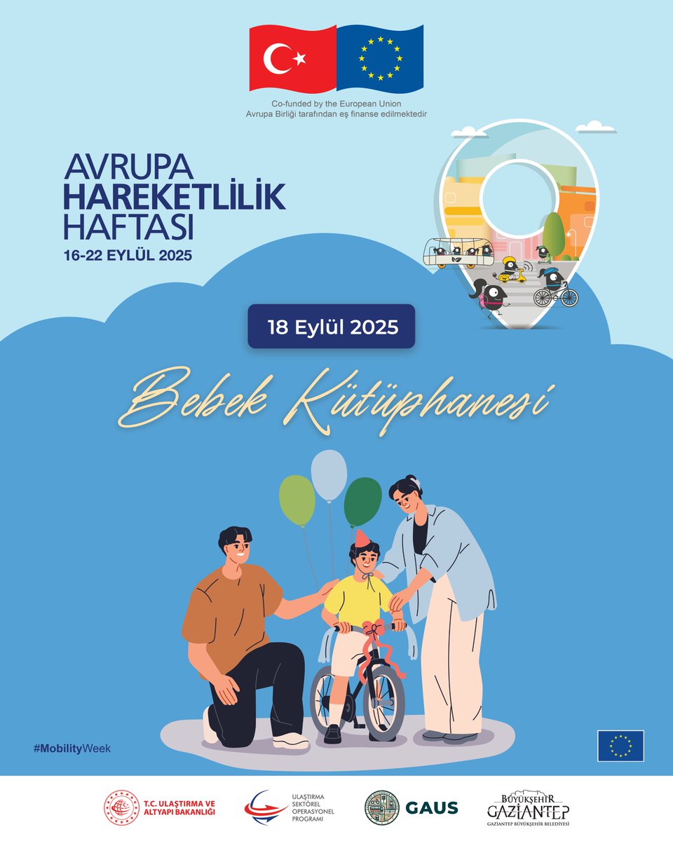 GausProjesi's tweet photo. 🌍🚴‍♀️ Gaziantep’te #AvrupaHareketlilikHaftası devam ediyor!
🚲 Scooter sürüşüyle temiz enerji &amp; temiz hava
📚 Bebek Kütüphanesi ile miniklere okuma kültürü
🧶 Bisiklet çevirerek atkı ördüğümüz Dene-Yap etkinliği
Hareket, sağlık, çevre ve öğrenme bir arada! 💚
#AkıllıUlaşım https://t.co/MTl1ZlS5gq
