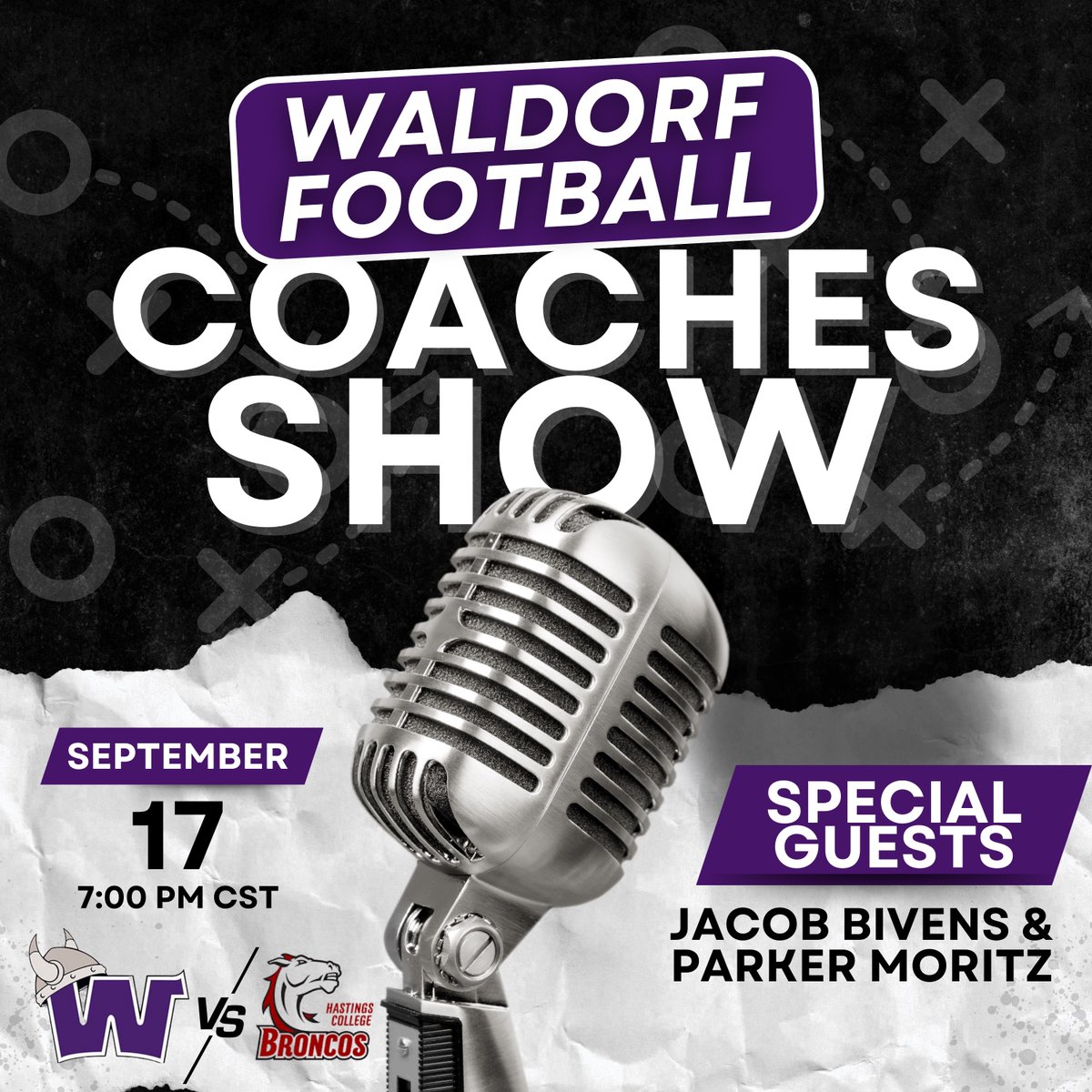 Tune in Tonight, Sept. 17th @ 7pm CST for the  Waldorf Football Coaches Show at Shooterz-FC, Hosted by Gridiron Club President Troy Thompson!  Join HC Tyler Chapa &amp; special guests Jacob Bivens &amp; Parker Moritz to preview our Week 3 Opponent, Hastings College. 🏈 #WarriorFootball
