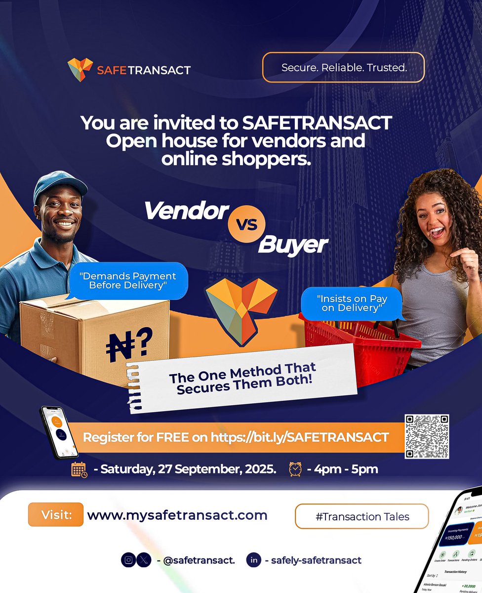 safetransact's tweet image. You’re invited 🚪✨
SAFETRANSACT Open House
📅 27th Sept, 4–5PM
Theme: Building Trust Together

Register now 👇

bit.ly/SAFETRANSACT

#SafeTransact #OpenHouse