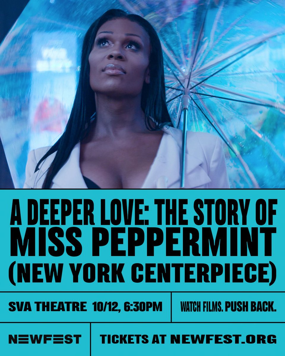 NewFestNYC's tweet image. This intimate, uplifting documentary by Oriel Pe'er celebrates @Peppermint247 , a radiant NYC nightlife icon and rising trans activist. 

Join us Sunday, October 12 at SVA Theatre for the #NewFest37 New York Centerpiece A DEEPER LOVE: THE STORY OF MISS PEPPERMINT 🩷