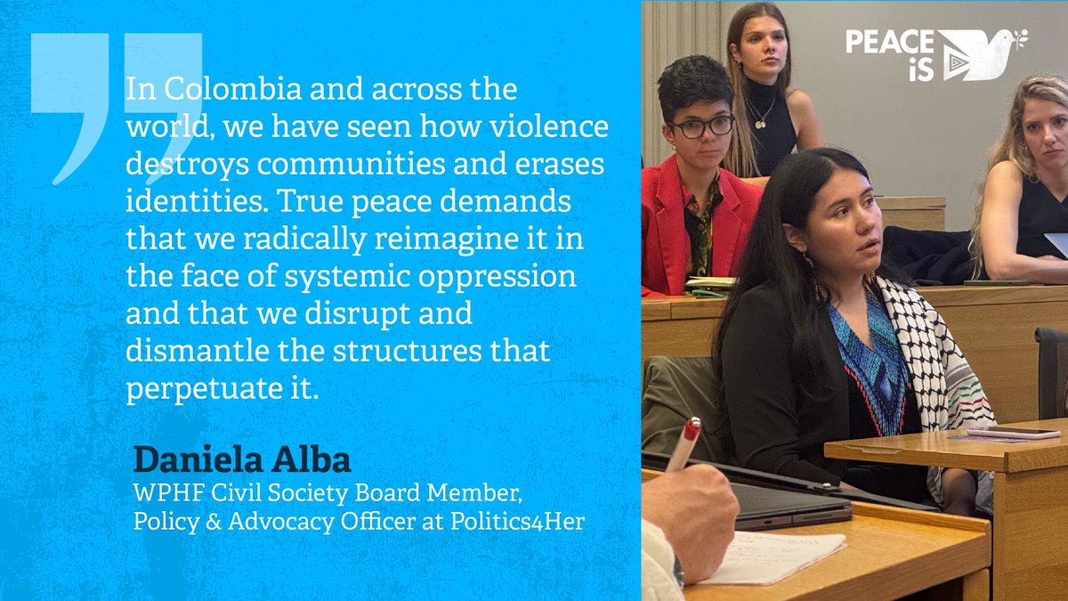 For <a href="/wphfund/">Women's Peace & Humanitarian Fund</a> Board Member Daniela Alba, #PeaceIs a process of personal, communal &amp; societal transformation.

"It requires us to have hard conversations, hold systems accountable &amp; carry forward the legacies of our grandmothers who've resisted structural violence for generations."