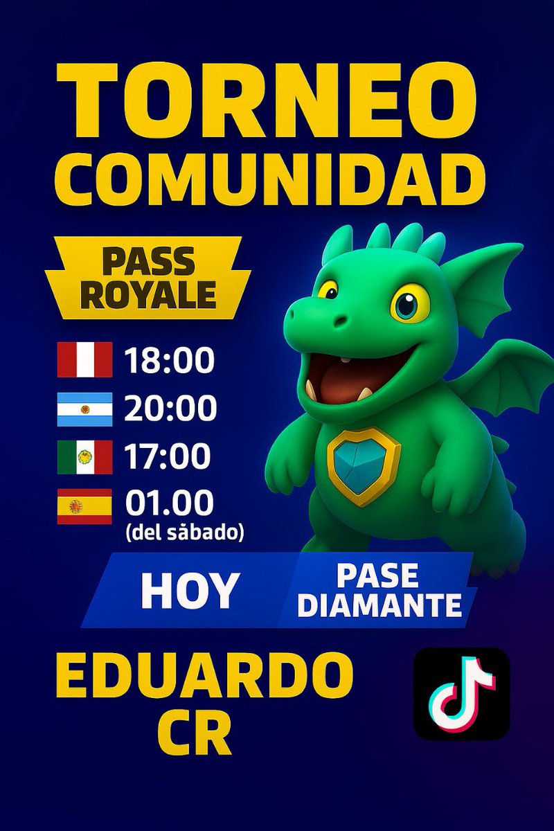 Gente hoy haré torneo gratis por pase diamante en mi canal de TikTok por llegar a los 1000 seguidores en una semana. Los veo más tarde.  ❤️ y 🔁 se agradece. tiktok.com/@EduardoCR__