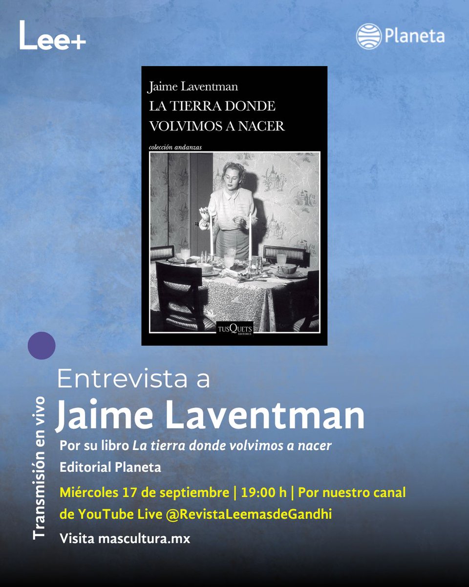 ✨ ¡Hoy es el gran día!

Este miércoles 17 de septiembre a las 19:00 h tenemos una cita imperdible con la literatura y la memoria.
📚 Acompáñanos en la entrevista en vivo con Jaime Laventman, autor de “La tierra donde volvimos a nacer” (Editorial Planeta).

📺 Sigue la