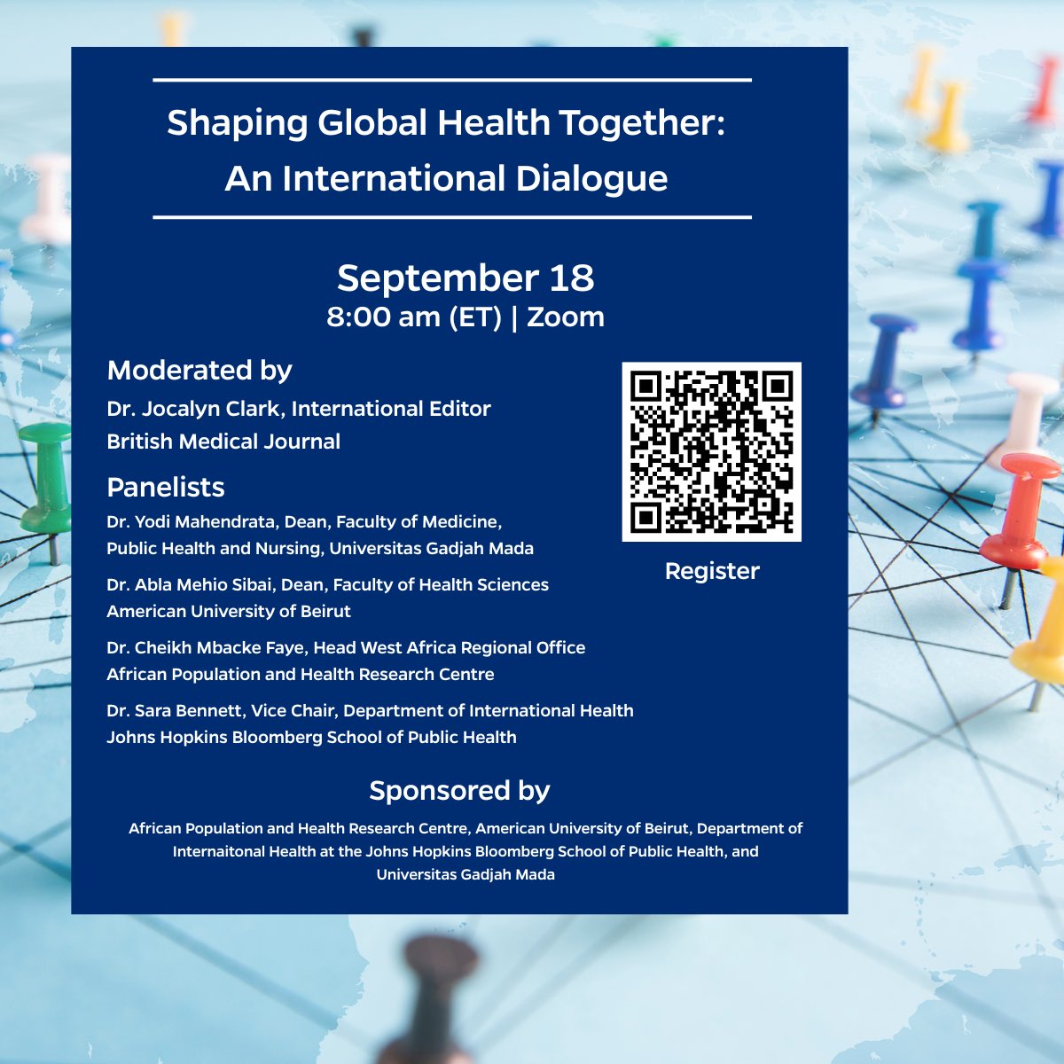 🌍 JOIN US!
Shaping Global Health Together: An International Dialogue
A powerful conversation on global health challenges &amp; solutions
🗓️Sept 18
⏰ 8 AM ET (3 PM Beirut Time)
📍Zoom
🎙️Featuring FHS Dean, Dr. Abla Sibai, among global health leaders.
Register jh.zoom.us/meeting/regist…