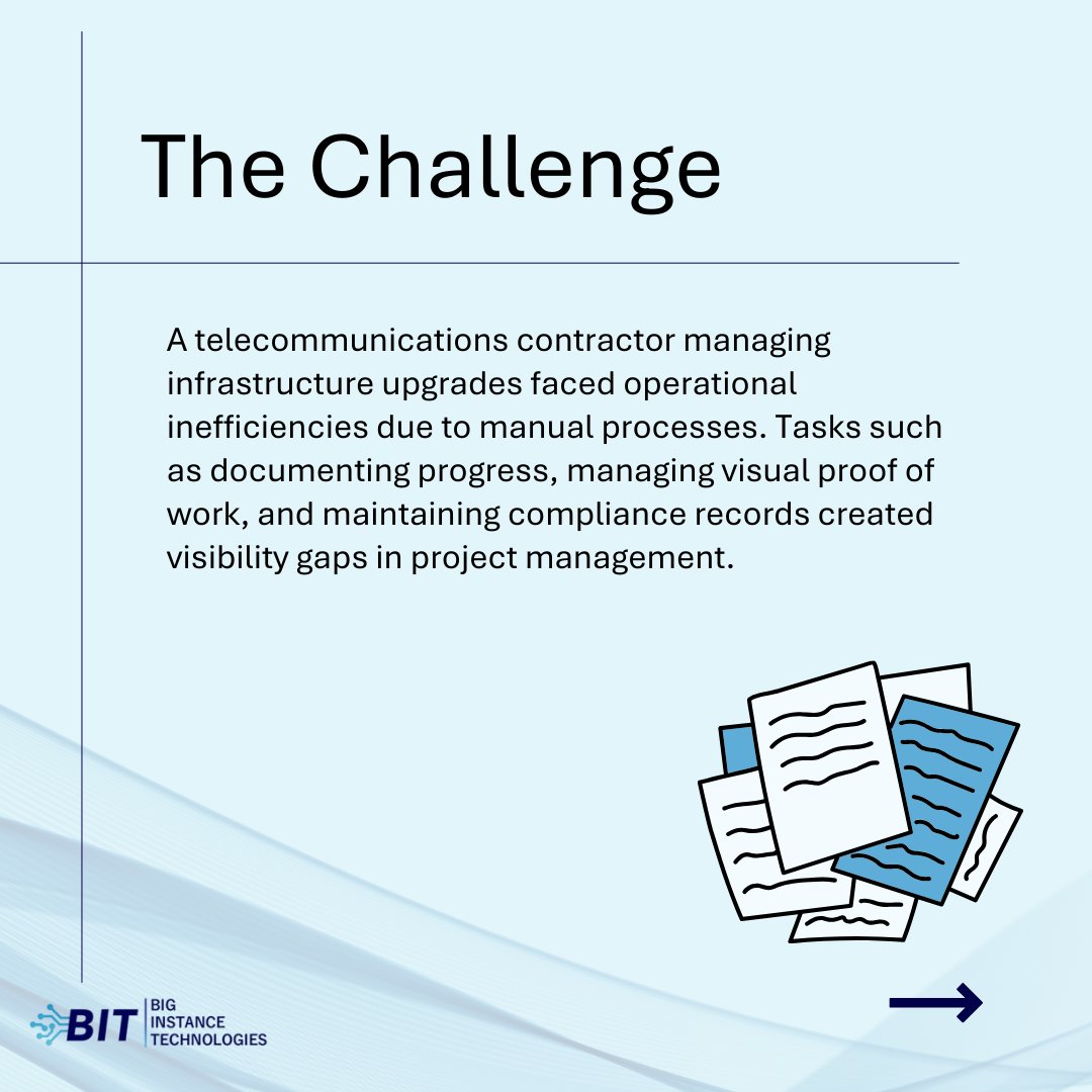 BigInstanceTech's tweet image. We helped a telecom contractor go from manual chaos to real-time visibility, automated compliance, and optimized resource allocation! 📊💡

👉 Want to level up your telecom operations? Contact us today!

#Telecom #Tech #Innovation #DigitalTransformation #ProjectManagement