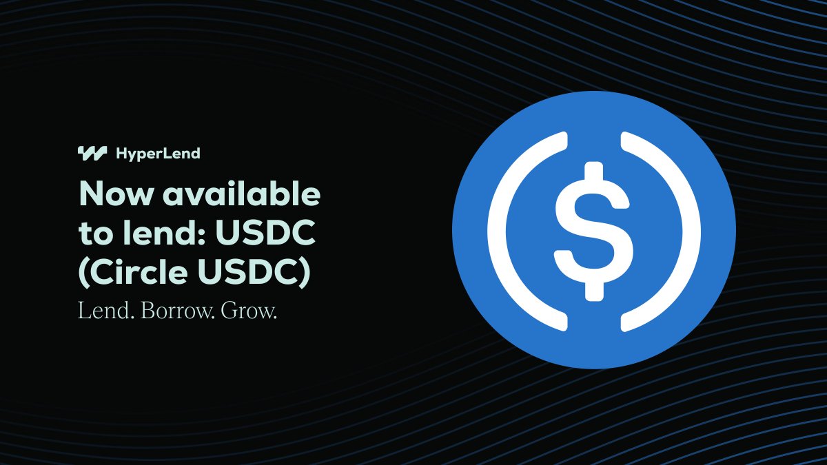 hyperlendx's tweet image. NEW ASSET LISTING: USDC by @circle 

You can now borrow USDC against your HYPE.