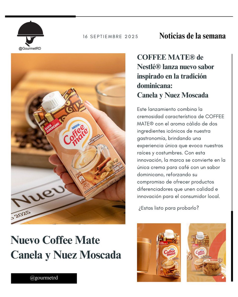 ✨ Tres noticias deliciosas que llegan hoy 🍨 Helados Valentino da la bienvenida al verano con tres sabores de temporada que prometen enamorar, Amorino, Piña Colada, Lemon Pie.
☕ COFFEE MATE®️ de Nestlé®️ sorprende con un nuevo sabor Canela y Nuez Moscada.