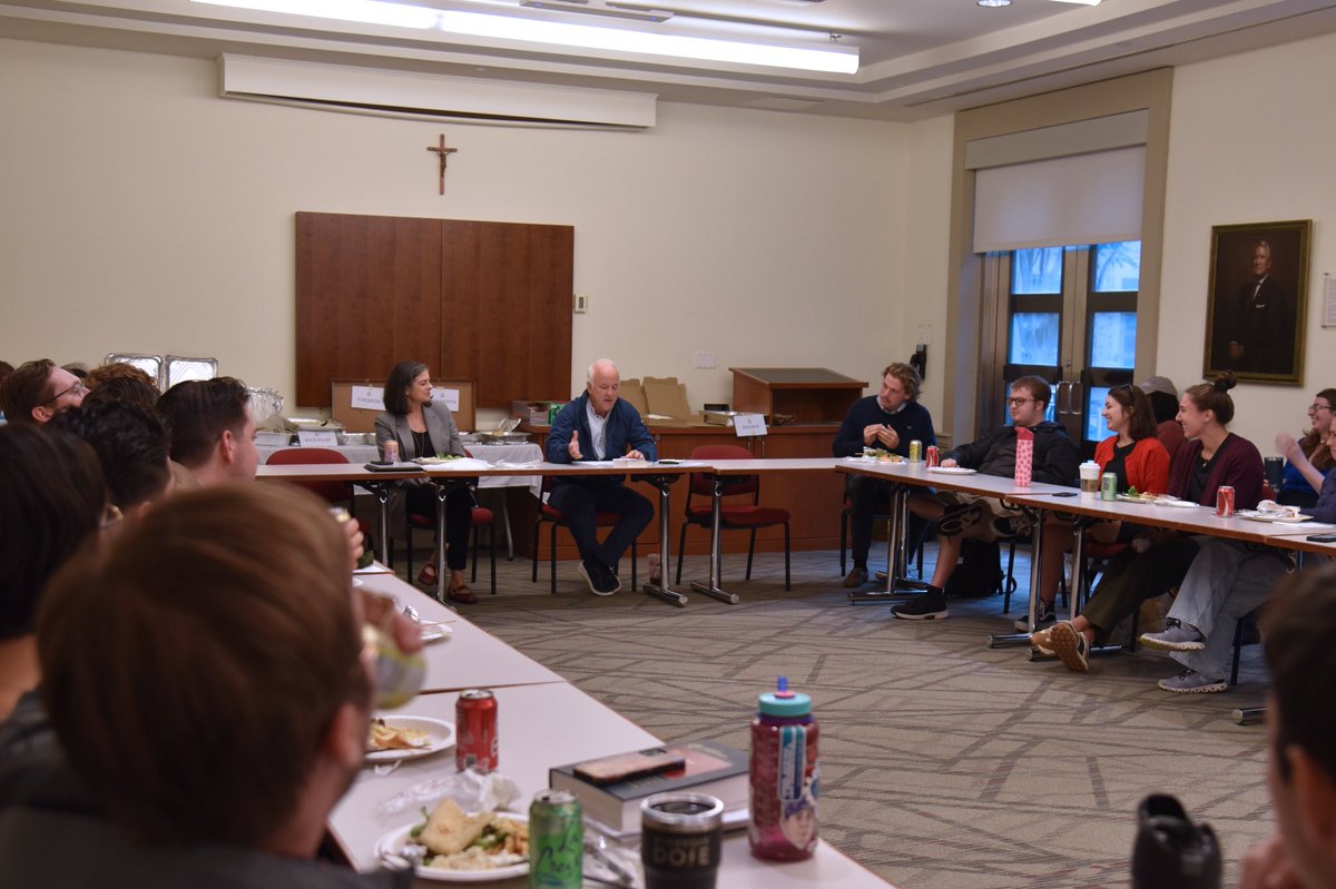 We were thrilled to welcome Jim Towey, Founder &amp; CEO of <a href="/AgingwDignity/">Aging with Dignity</a>, for a Faith-in-Action discussion.

Reflecting on lessons from his remarkable career, including 12 years as Mother Teresa’s legal counsel, Towey inspired students to serve and love through the legal