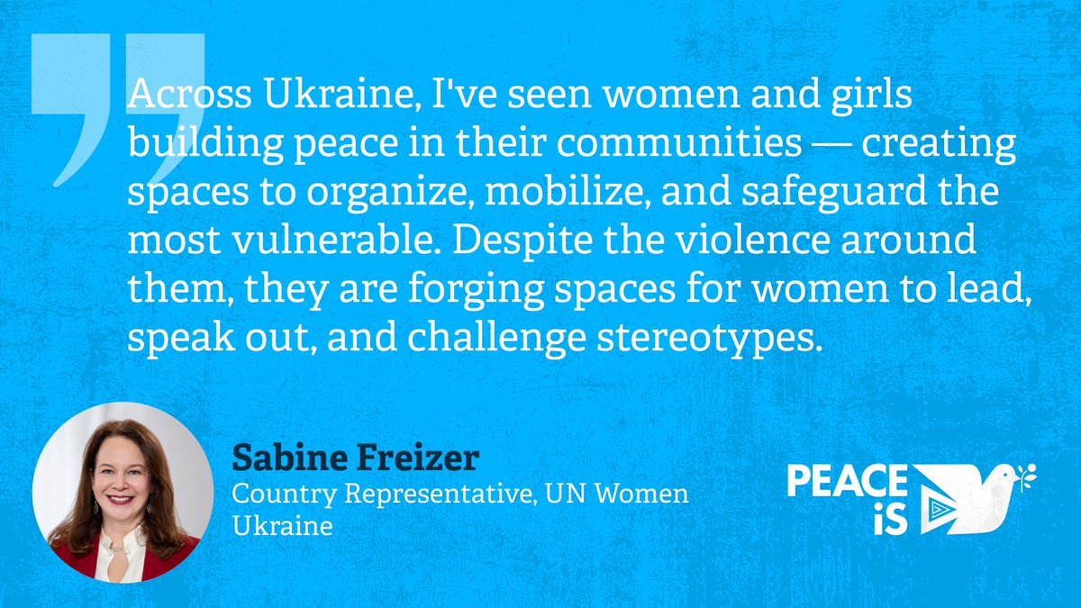 Peace is not only the absence of missiles — it's the presence of communities mobilizing, women leading &amp; spaces that protect &amp; connect.

“This is the kind of peace Ukrainian women are building,” said <a href="/SabineFreizer/">Sabine Freizer Gunes</a> of <a href="/unwomenukraine/">UN Women Ukraine</a>, where our 🤝 has supported 100+ women’s orgs.