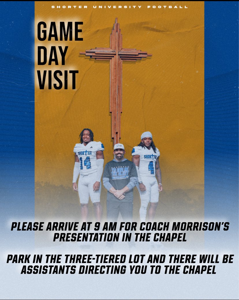 Grateful to receive an gameday visit at university of shorter division 2! Thank you <a href="/coachmorrison58/">Zach Morrison</a> for the opportunity!
#TFW #DFW 

<a href="/Shorter_FB/">Shorter Hawks Football</a> 
<a href="/TXRecruits/">Texas Recruits</a> 
<a href="/TXTopTalent/">TX TOP TALENT</a> 
<a href="/ccprospects23/">complete college prospects</a> 
<a href="/othsfalconfb/">Katy Tompkins HS Football</a> 
<a href="/mcvey_todd/">Todd McVey</a> 
<a href="/Coach_Dowling21/">Drake Dowling</a> 
<a href="/CoachBobbyOrtiz/">Coach Ortiz</a>
