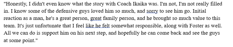 We didn't speak with a defensive player today, but offensive lineman Garrett DiGiorgio had an interesting quote on defensive coordinator Ikaika Malloe's departure. (Attached to the post)

Malloe was quite beloved in the UCLA locker room.