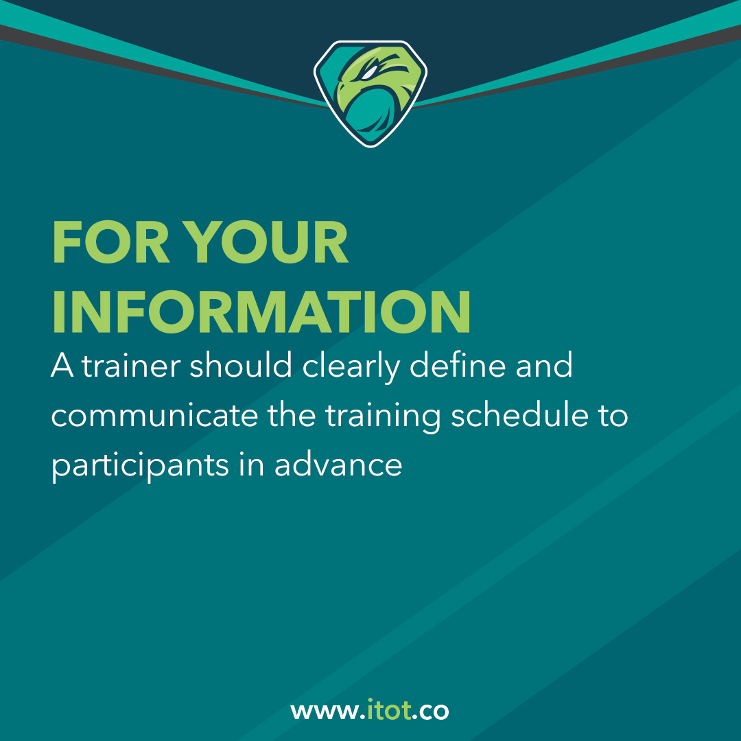 illaftraintot's tweet image. While training hours are usually set beforehand, it&apos;s helpful to remind participants of the start, break, and end times each day, especially for multi-day sessions. 

#TrainerTips #CertifiedTrainer