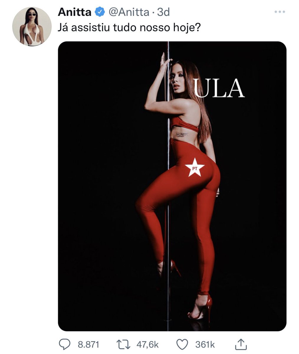 A Anitta tá tirando o dela da reta dizendo que não apoia Lula? Vamos ver: