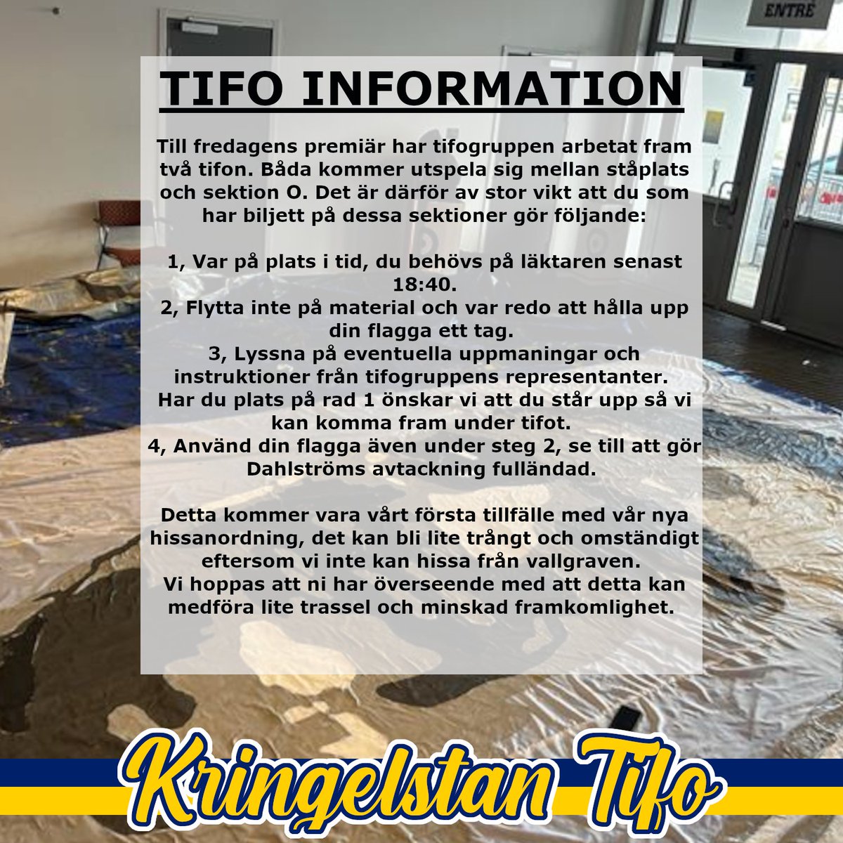 Information från tifogruppen inför fredagens premiär.
#twittssk