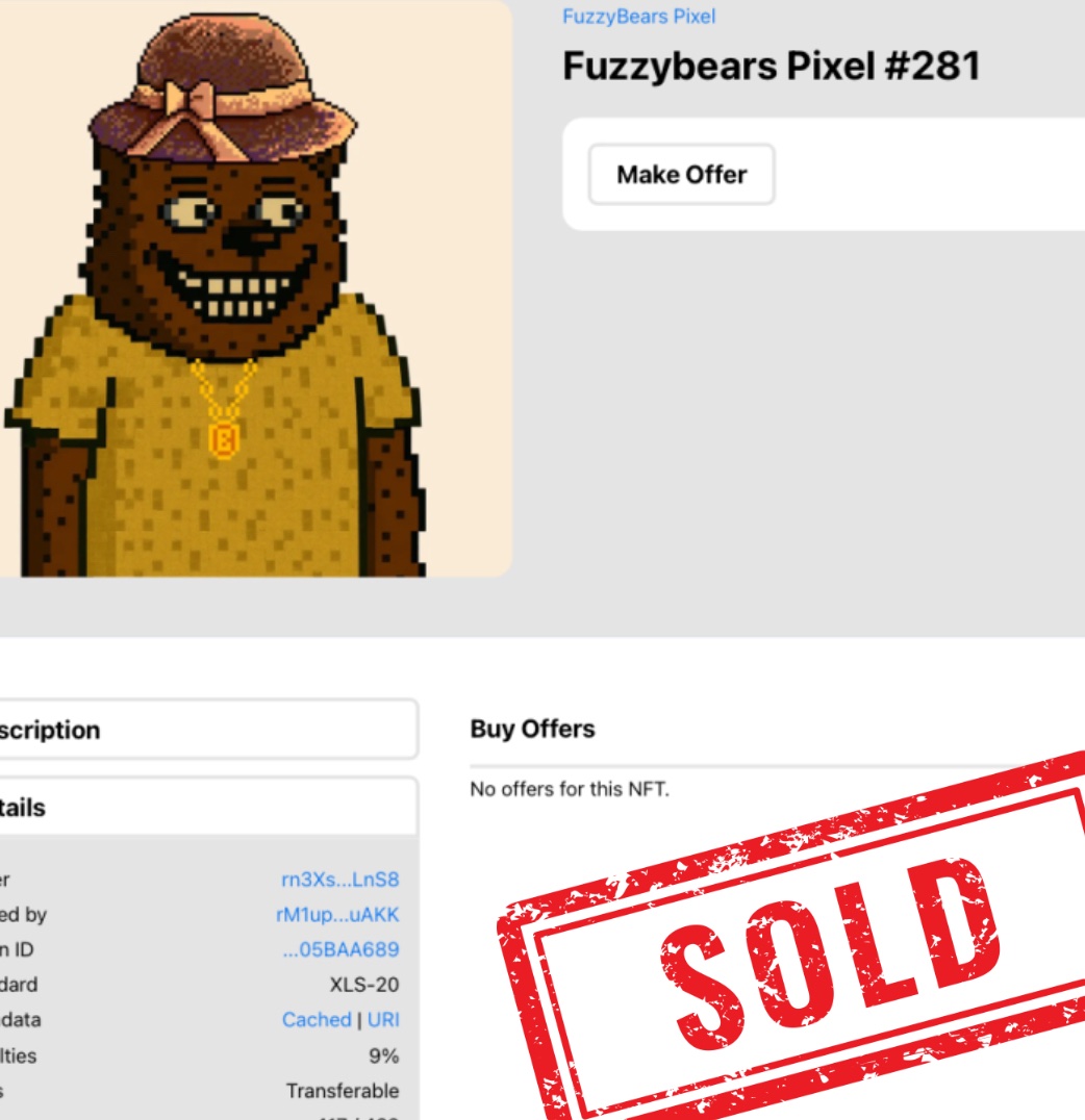FuzzybearsPixel's tweet photo. 🚨 MINT ALERT!
🐻 Fuzzy Bears Pixel has just been MINTED &amp; SOLD!
🔥 The hype is real  don’t miss your chance to grab your own pixelated bear!

🎯 Mint now before it’s GONE:
👉 https://t.co/Fqmr7pw7Ju

📢 #FuzzyBearsPixel #NFTAlert #XRPL
🎨 #PixelNFT #MintNow #NFTsOnXRPL #XRPLNFT https://t.co/lFfwR11idc