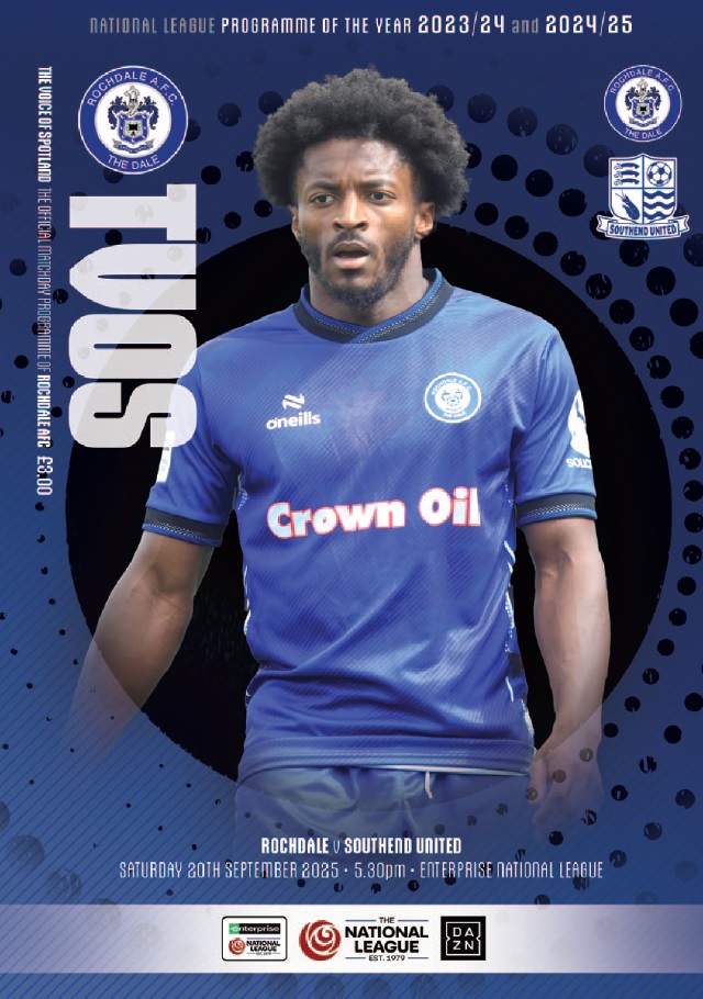 daleprogramme's tweet image. Front cover of #TVOS for this Saturday's @NL_Enterprise game between @officiallydale and @SUFCRootsHall