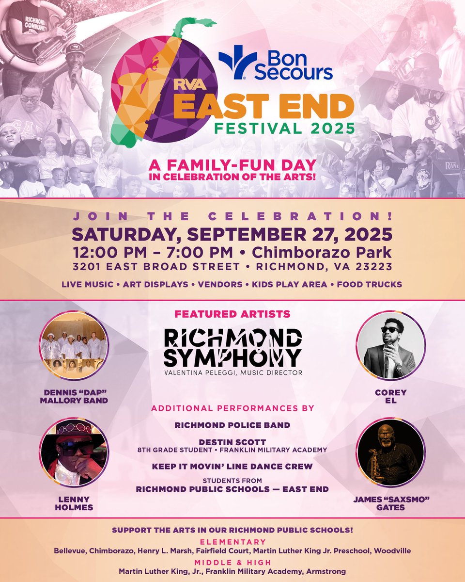 rvaeastendfest's tweet photo. ONLY 1️⃣0️⃣ Days until the 2025 RVA East End Festival!

🔗 To see the full lineup, visit: https://t.co/EX00zDBGMJ

🎉 Join us for a day of incredible performances &amp; to celebrate our amazing #RVA community!

📅 Saturday, Sept. 27
⏰ 12-7PM
📍 Chimborazo Park

#RVAEastEndFestival https://t.co/gGNAB2Urs4