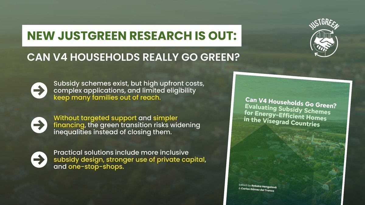 📚 New JustGreen research is out: Can V4 households really go green? 
👉 Full study justgreeneu.eu/publications/
📷 Learn more about the project: justgreeneu.eu/about

Huge thanks go to all JustGreen partners.
linkedin.com/company/bratis… linkedin.com/company/21-res… projektpolska.pl