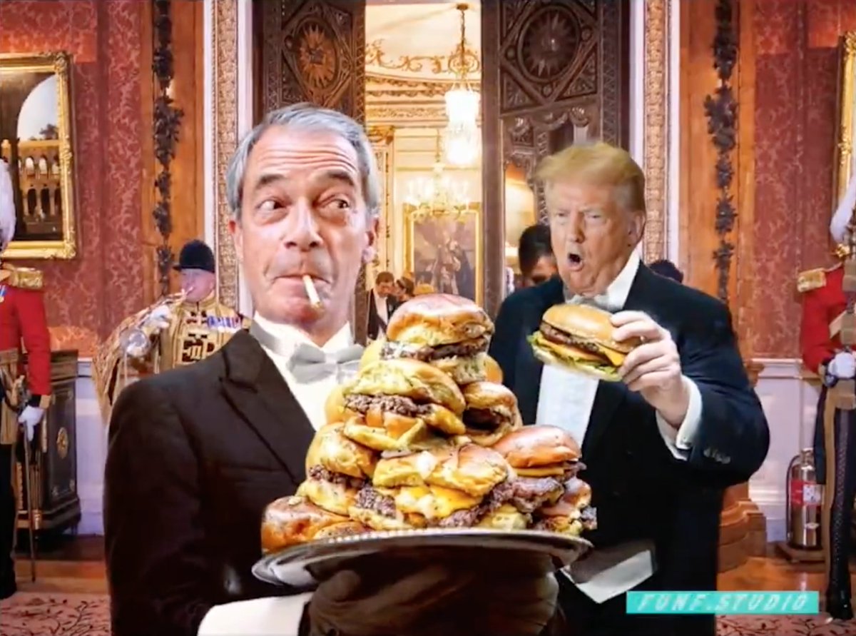 Farage serving the Whores D'Oeuvres at the Windsor Dinner tonight...