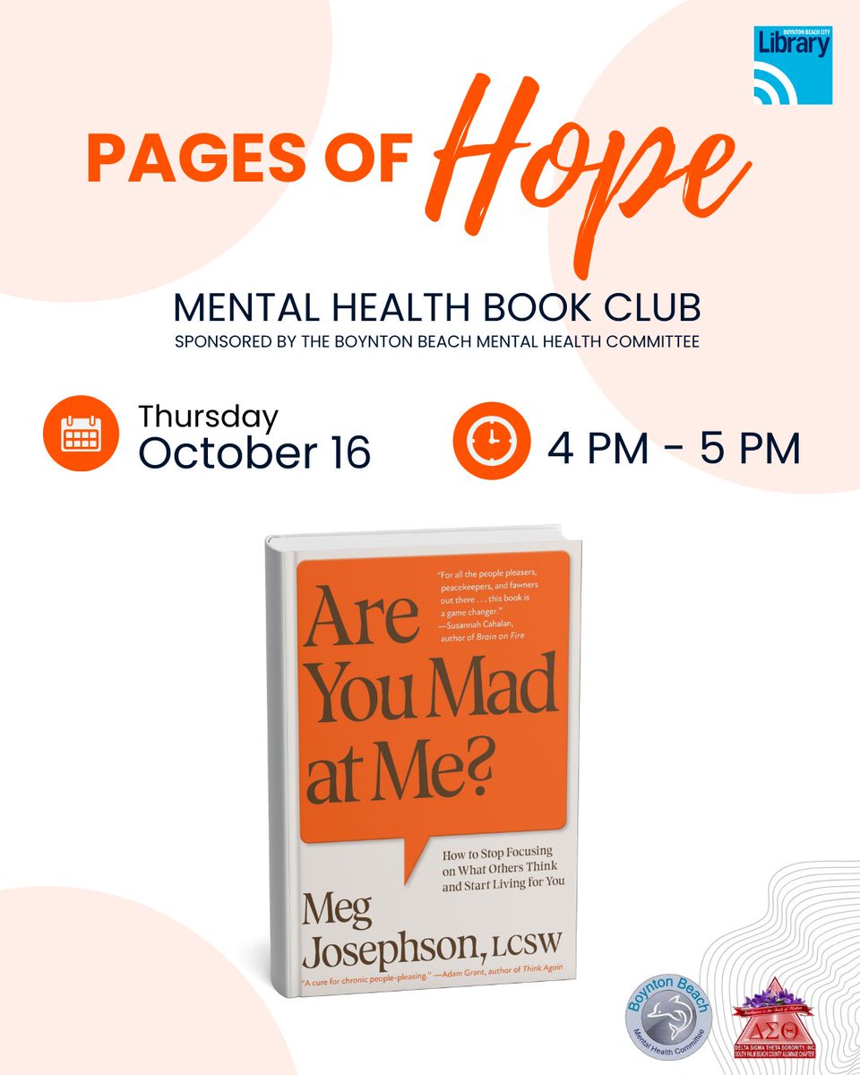 BBCityLibrary's tweet image. “Are you mad at me?”
Join us for an open conversation about people-pleasing and its impact on mental health at our upcoming book discussion. 

Grab your copy while supplies last and meet us on Thursday, October 16 for this meaningful discussion.